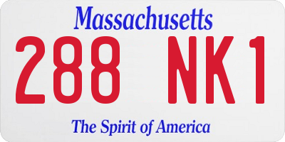 MA license plate 288NK1