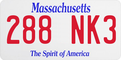 MA license plate 288NK3