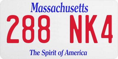 MA license plate 288NK4