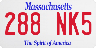 MA license plate 288NK5