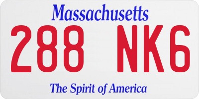 MA license plate 288NK6