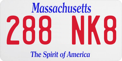 MA license plate 288NK8