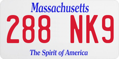 MA license plate 288NK9