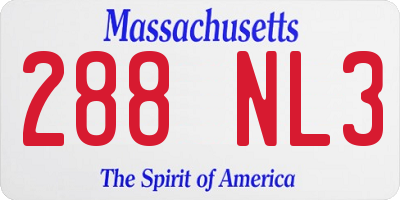 MA license plate 288NL3