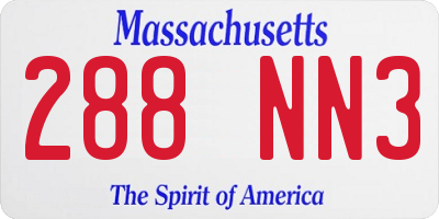 MA license plate 288NN3
