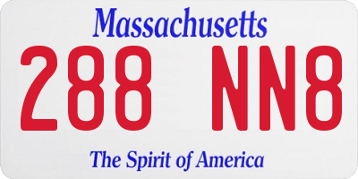 MA license plate 288NN8