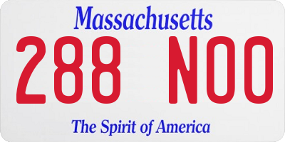 MA license plate 288NO0