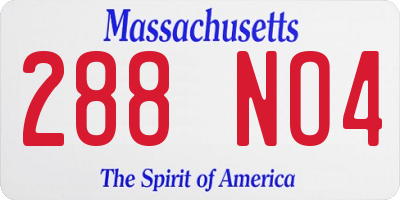 MA license plate 288NO4