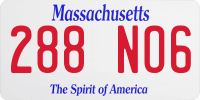 MA license plate 288NO6