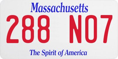 MA license plate 288NO7
