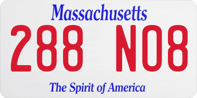 MA license plate 288NO8