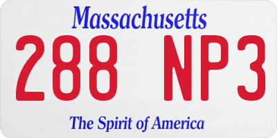 MA license plate 288NP3