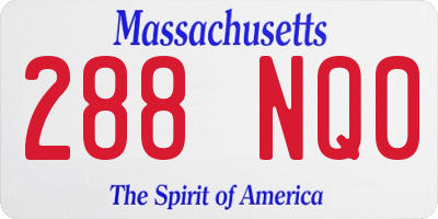 MA license plate 288NQ0