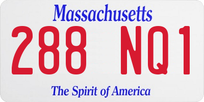 MA license plate 288NQ1