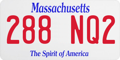 MA license plate 288NQ2