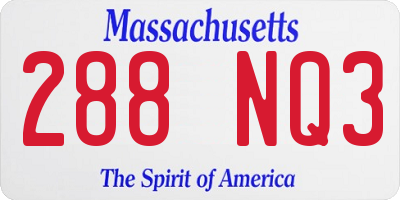 MA license plate 288NQ3