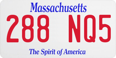 MA license plate 288NQ5
