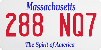 MA license plate 288NQ7