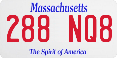 MA license plate 288NQ8