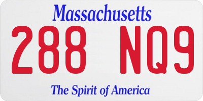 MA license plate 288NQ9