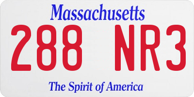 MA license plate 288NR3