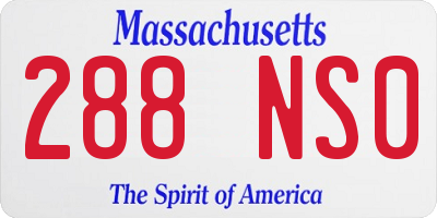 MA license plate 288NS0