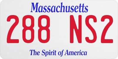 MA license plate 288NS2