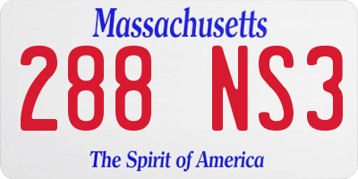 MA license plate 288NS3