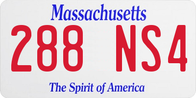 MA license plate 288NS4