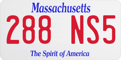 MA license plate 288NS5