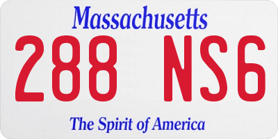 MA license plate 288NS6