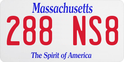 MA license plate 288NS8