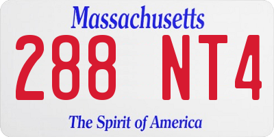 MA license plate 288NT4