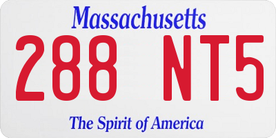 MA license plate 288NT5