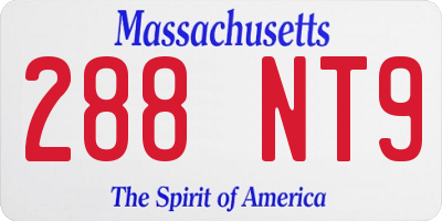 MA license plate 288NT9