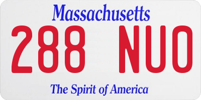 MA license plate 288NU0