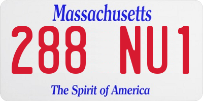 MA license plate 288NU1