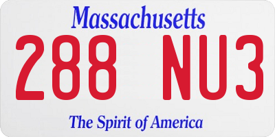 MA license plate 288NU3