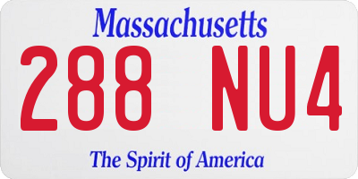 MA license plate 288NU4