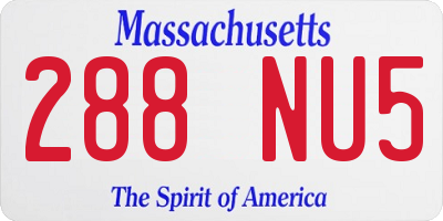 MA license plate 288NU5