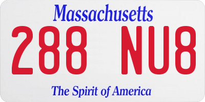 MA license plate 288NU8