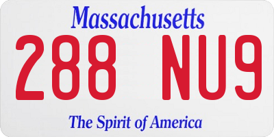 MA license plate 288NU9