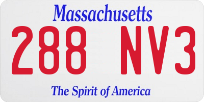 MA license plate 288NV3