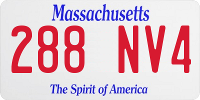 MA license plate 288NV4