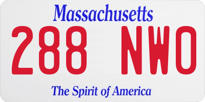 MA license plate 288NW0