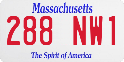MA license plate 288NW1