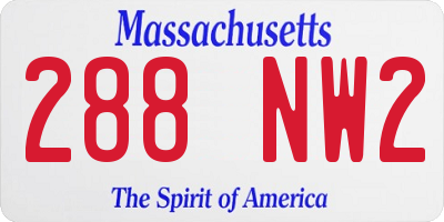 MA license plate 288NW2