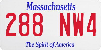 MA license plate 288NW4