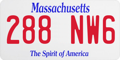 MA license plate 288NW6