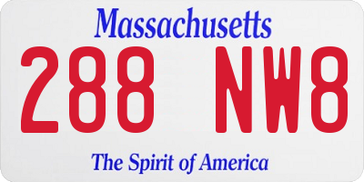 MA license plate 288NW8